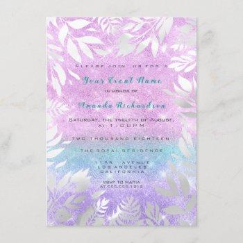 violet tiffany glitter ombre floral sparkly bride invitation