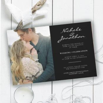 virtual black and white online photo wedding  invitation
