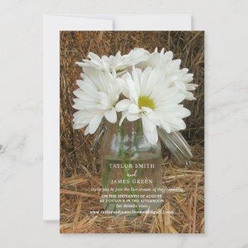 virtual streaming wedding rustic hay daisies invitation