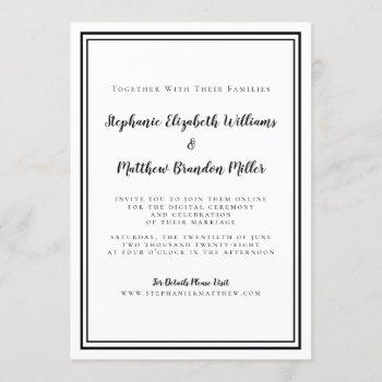 virtual wedding black & white minimalist online invitation