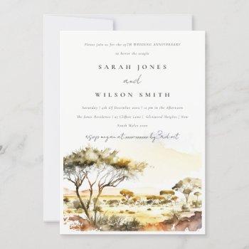 watercolor african landscape wedding anniversary invitation