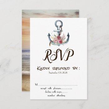 watercolor anchor flowers wedding rsvp invitation