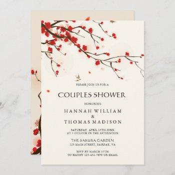 watercolor cherry blossoms floral couples shower invitation