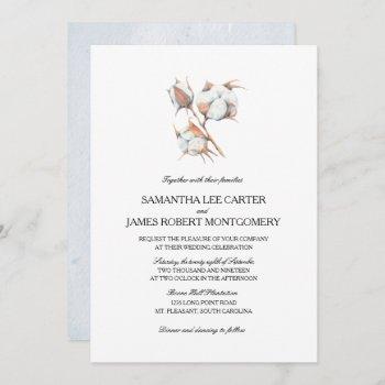 watercolor cotton boll plant  | wedding invitation