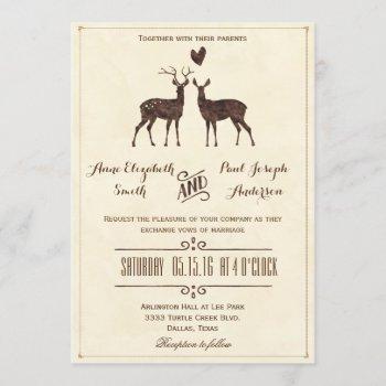 watercolor deers wedding invitation