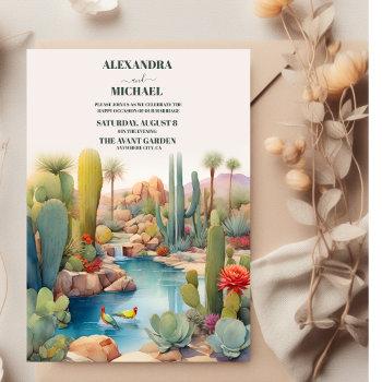 watercolor desert cactus landscape wedding invitation