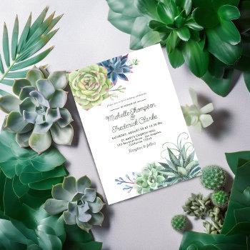 watercolor desert cactus succulents wedding invite