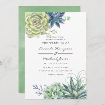 Small Watercolor Desert Cactus Succulents Wedding Invite Front View