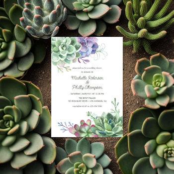 watercolor desert cactus succulents wedding shower invitation