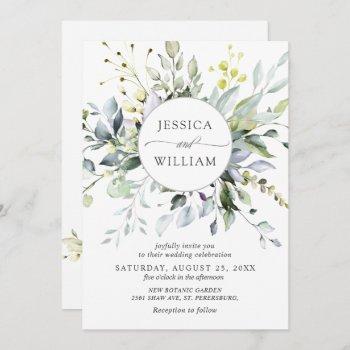 watercolor eucalyptus greenery wedding invitation