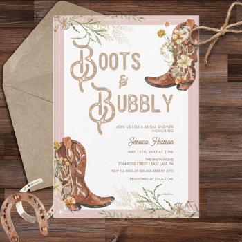 Small Watercolor Floral Boots & Bubbly Baby Shower Front View