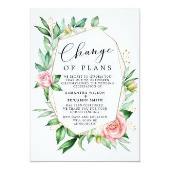 Small Watercolor Floral Change Of Plans Announcement Front View