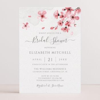 watercolor floral cherry blossom bridal shower invitation