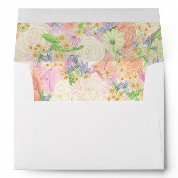 Small Watercolor Floral Garden Party Crest Envelope Front View