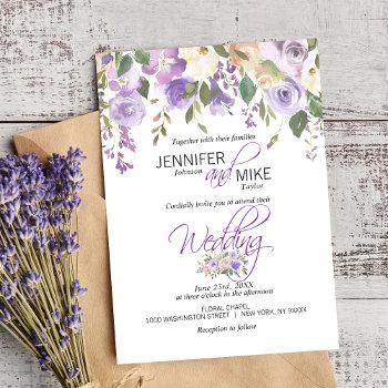 Small Watercolor Floral Lavender Purple Lilac Wedding Front View