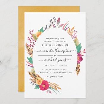 watercolor floral safari wedding invitation