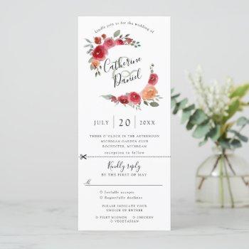 Small Watercolor Floral Wreath Wedding  W Rsvp Front View