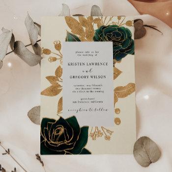 Small Watercolor Gold And Green Roses Wedding Front View