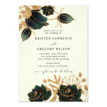 Small Watercolor Gold Roses Wedding Front View