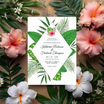 watercolor hawaiian aloha luau wedding invitation