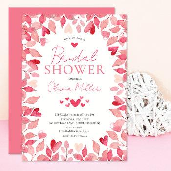 watercolor hearts bridal shower invitation