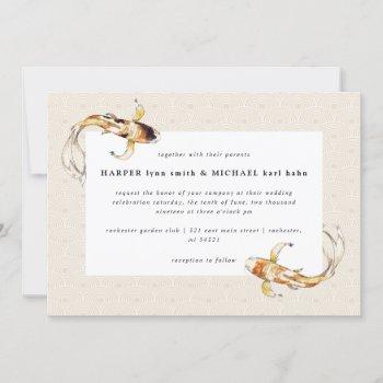 watercolor koi fish wedding invitation