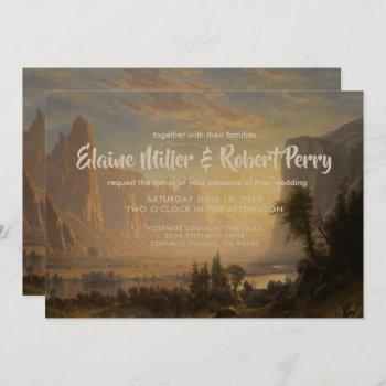 watercolor landscape yosemite wedding invitation