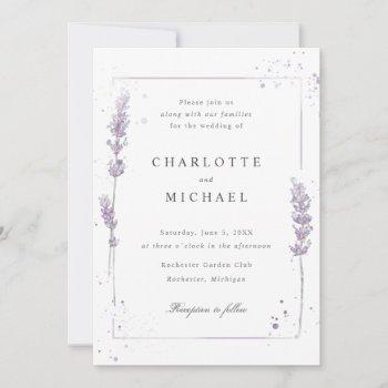 watercolor lavender elegant wedding invitation