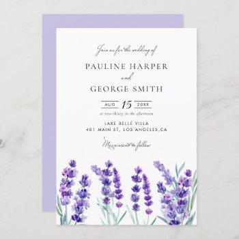 watercolor lavender flowers spring wedding invitation