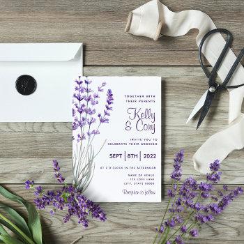 watercolor lavender wedding invitation