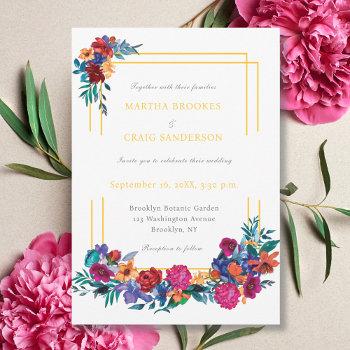 watercolor mexican fiesta flower wedding invitation