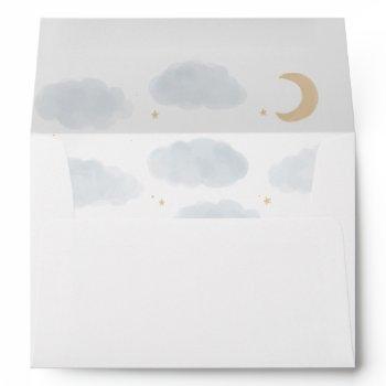 Small Watercolor Moon Stars Baby Shower Envelope Front View