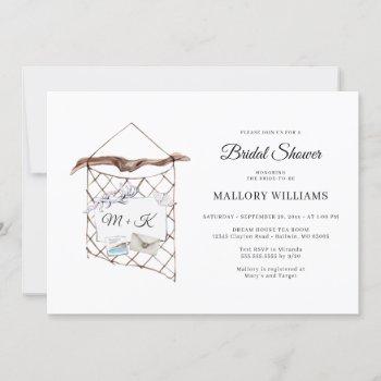 watercolor nautical net bridal shower invitation