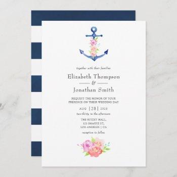 Small Watercolor Nautical Themed Floral Wedding Front View