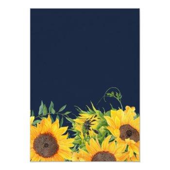 Small Watercolor Navy Blue Sunflower Rustic Wedding Back View