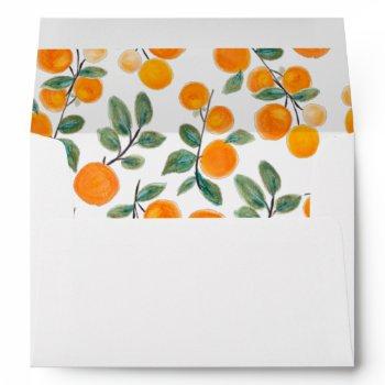 Small Watercolor Orange Citrus Custom Baby Shower Invi Envelope Front View