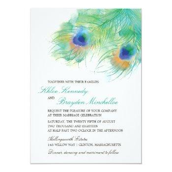 Small Watercolor Peacock Feather Wedding Front View
