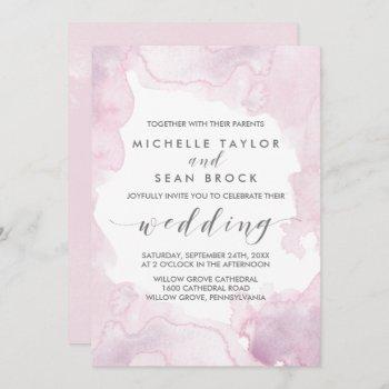 watercolor | pink and purple wedding invitation
