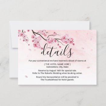watercolor pink floral wedding details invitation