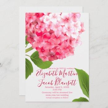 watercolor pink hydrangea virtual wedding invitation