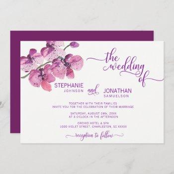 Small Watercolor Purple Floral Orchid Flowers Wedding Front View