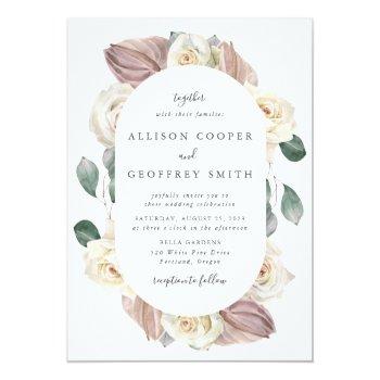 Small Watercolor Roses And Orchids Oval Frame Wedding Front View
