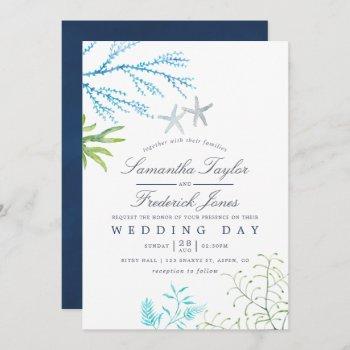 Small Watercolor Seaweed Beach Themed Wedding Front View
