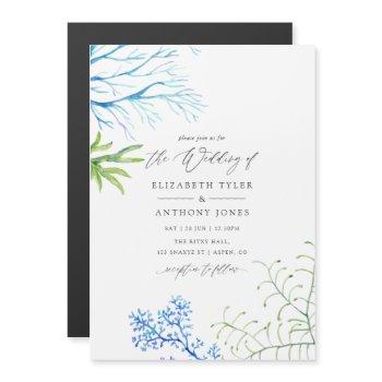 Small Watercolor Seaweed Beach Themed Wedding Magnetic Front View