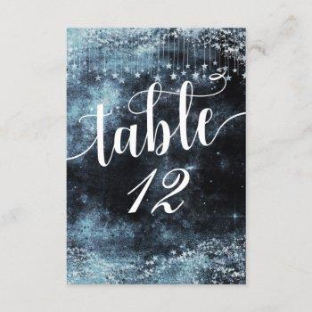 Small Watercolor Starry Night Table Number Seating Front View
