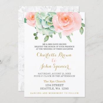 Small Watercolor Succulent Blush Floral Elegant Wedding Front View