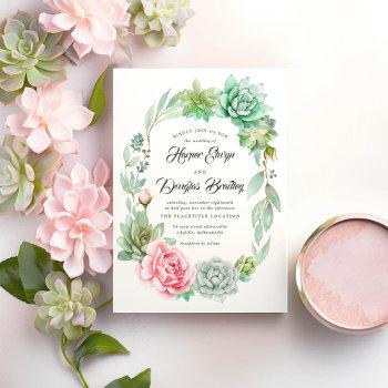 Small Watercolor Succulent Floral Bloom Rustic Wedding Front View