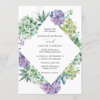 watercolor succulents wedding invitation