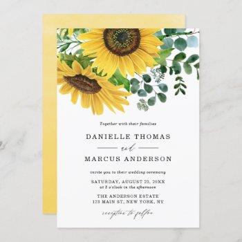 Small Watercolor Sunflowers And Eucalyptus Wedding Front View