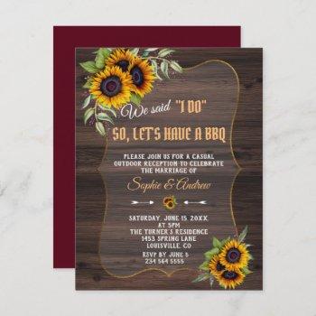 Small Watercolor Sunflowers Wood Burgundy I Do Bbq Front View